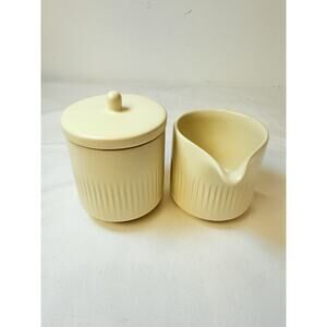 Citrine Every Day Collection Ceramic Cream Ribbed Creamer And Sugar Jar Set